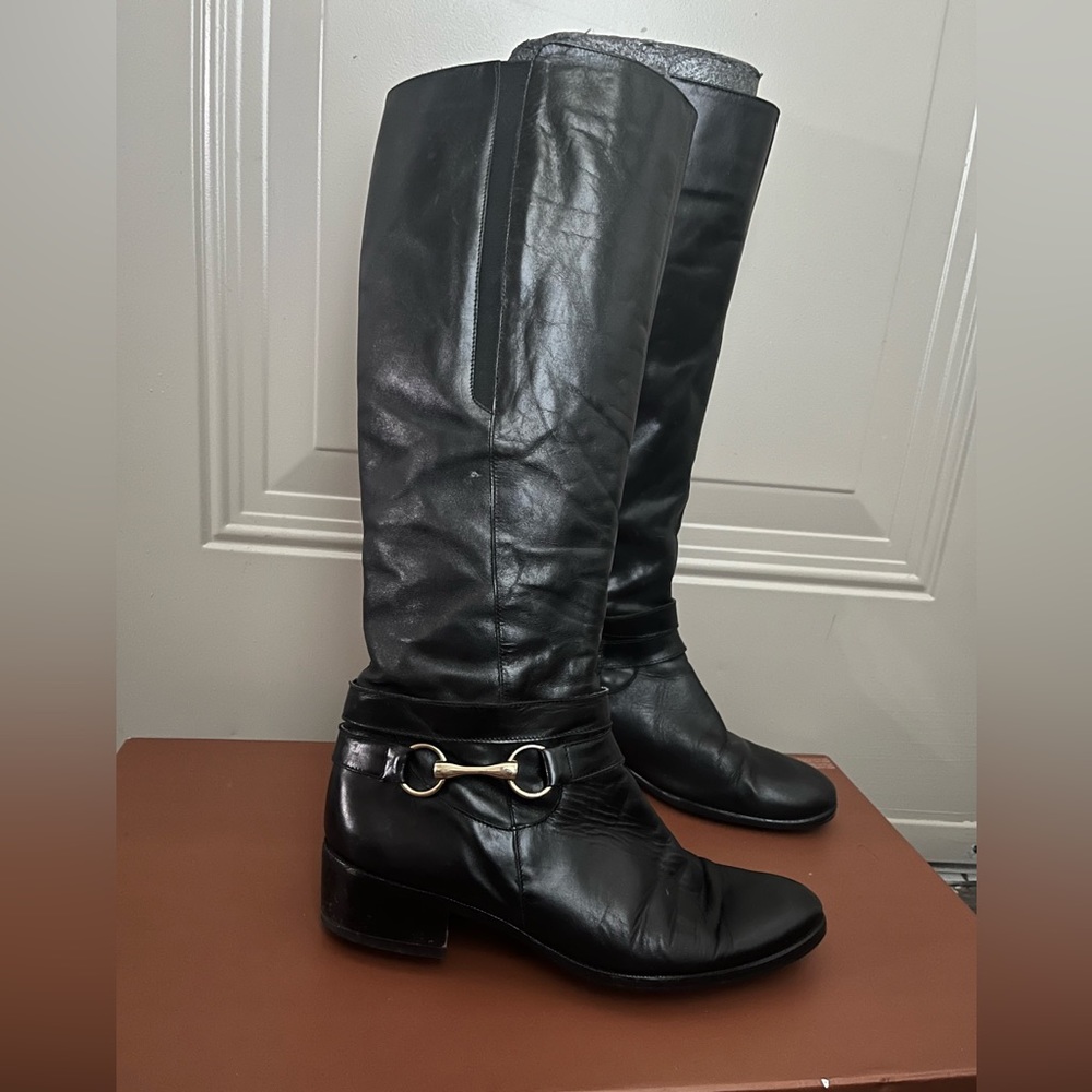 Pirelli 9.5b Italian Leather black knee high riding boot Macedonia Italy 41